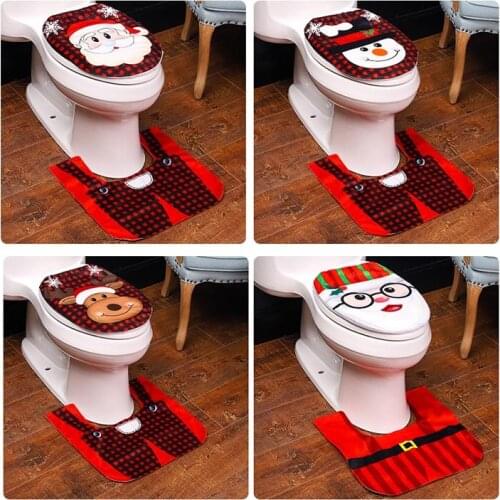 Christmas Toilet Seat Cover Suit Comfortable Soft Washable Mat Universal Warmer Toilet Cover Accessories Bathroom