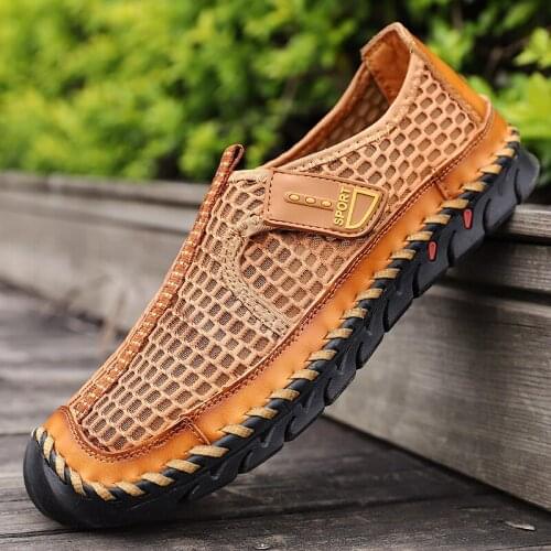 Brand Mens Sandals Summer Mens Sandals Leather Breathable Mens Beach Sandals Luxury Designer Moccasins Summer Mens Slippers