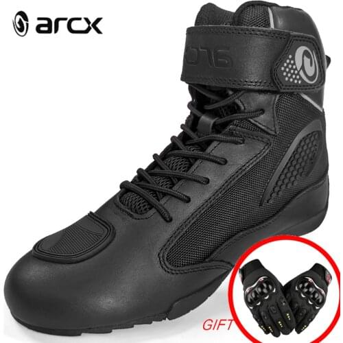 ARCX womans Motorcycle Boots Men leather Shoes Moto 4 seasons riding Boots motorbike street moto racing Casual Shoes