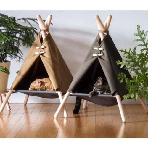 ZK40 Pet Teepee Dog & Cat Bed White Canvas Dog Canvas Cute House-Portable Washable Dog Tents for Dog&Cat Pet Puppy Kitten Bed