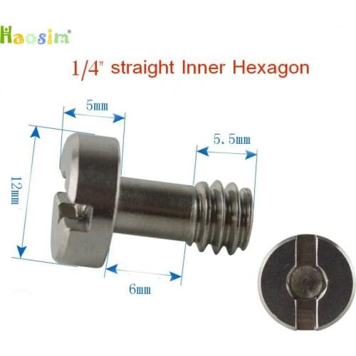 1/4" straight Inner Hexagon Screw For Camera Tripod Monopod Quick Release Plate Baseplate Rig