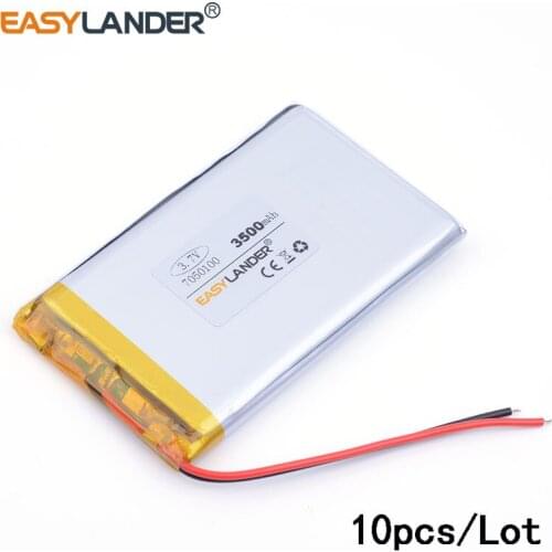 10pcs/lot 7050100 3.7 V lithium polymer battery 3500 mah DIY mobile emergency power charging treasure battery PAD DVD E-book