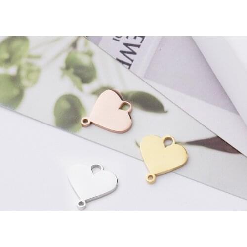 10pcs Stainless Steel Mirror Polished Gold Love Heart Connector Diy Necklace Fashion Charms DIY Jewelry Making Bracelet Findings