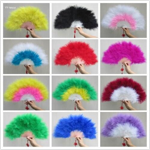 10pcs High Quality Nice Feather Fan For Dance Props Hand Goose Feather Folding Fan Wedding 2018 Popular Dance performance
