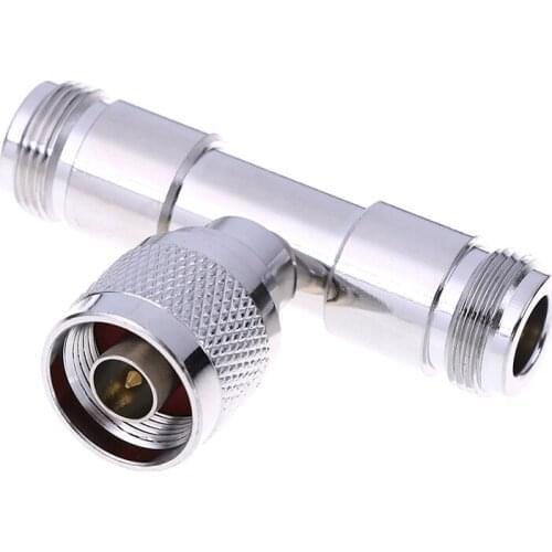 3 Way Connector N Male Jack To 2 N Female Triple T In RF Adapter For Outdoor/ Indoor Antenna/ Signal Repeater N Male Connector