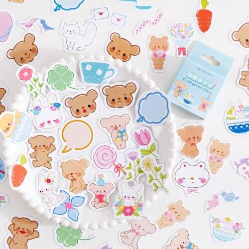 45Pcs/box Cute cartoon bear Decorative Sticker Scrapbooking diy Label Diary Stationery Album Journal kawaii Stick