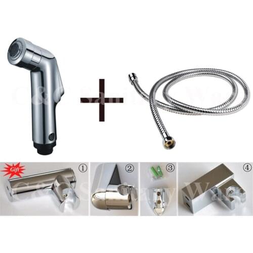 ABS Chrome Handheld Bidet Shattaf Kit Sprayer Douche + Hose And Holder (Gift) 100% Qualitary Assurance - Free Shipping A1601S