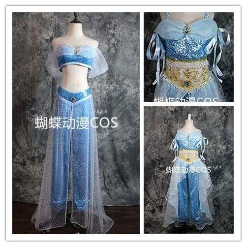 Aladdin 2019 Princess Jasmine Costume Halloween Princess of Agrabah Jasmine Cosplay Costume