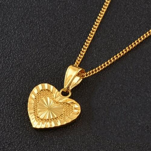 Anniyo Heart Pendant Necklaces for Women Girls Romantic Jewelry Gold Color Wedding Gift Girlfriend Wife Birthday Gifts #158106