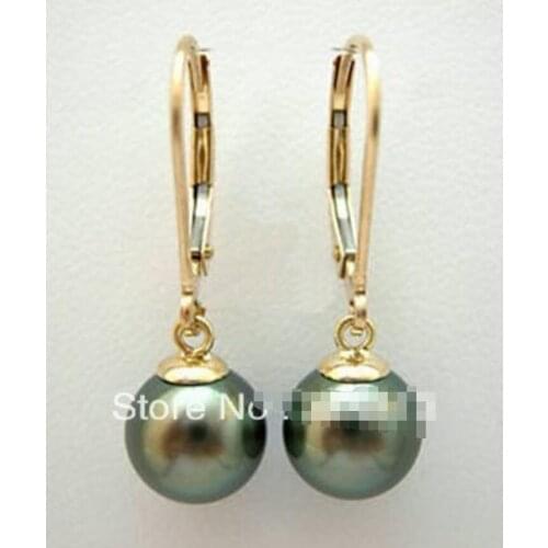 Free Shipping natural southsea saltwater BLACK SHELL PEARL earring