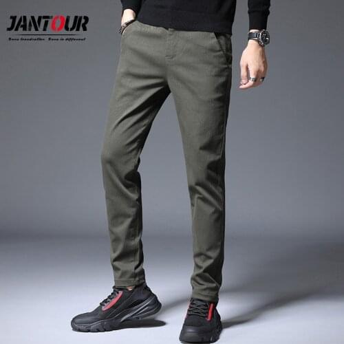 2021 New Spring Summer Classic Mens Elastic Thin Casual Pants Mens Business Dress Slim Fit Jogger Stretch Long Trousers Male