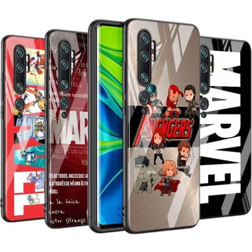 Tempered Glass Cover Marvel Avengers Logo Superhero For Xiaomi Mi 11 11i 10T CC9E 9T Note 10 Ultra Pro Lite 5G Phone Case