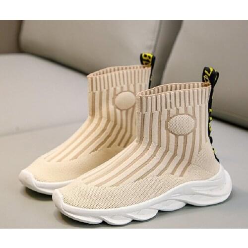 Children Casual Shoes Girls Sneaker For Running Boys High Top Shoes Boot Outdoor Anti-Slippery Knitted Kids Socks Shoes Sneakers