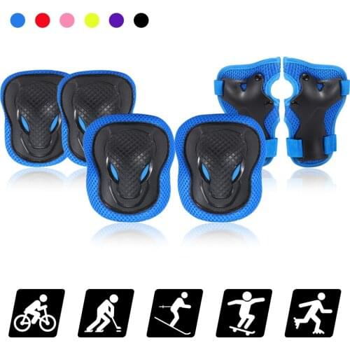 Kids Knee Pads Set Children Sports Safety 6 in 1 Protective Gear Kit Knee Elbow Pads With Wrist Guards Protection Pads