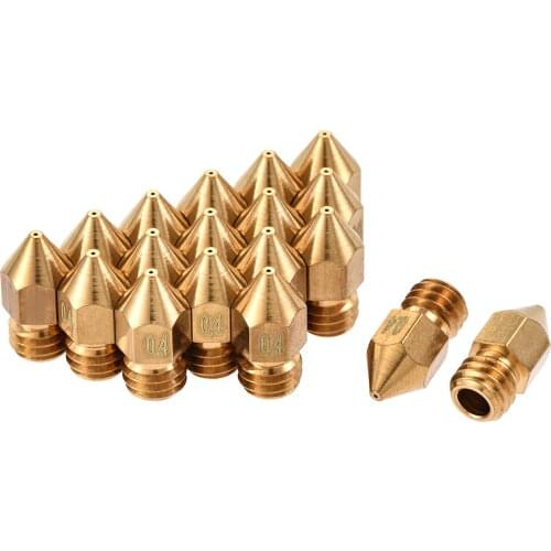 Uxcell 0.4mm 3D Printer Nozzle, 18pcs M6 Thread for MK8 3mm Extruder Print, Brass