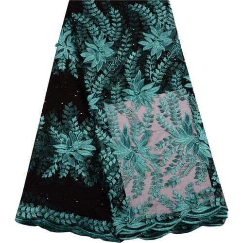 Hot Sale French Net Lace Fabric Teal Color Nigeria Lace High Quality African Tulle Lace Fabric For Wedding Party Dress S1501