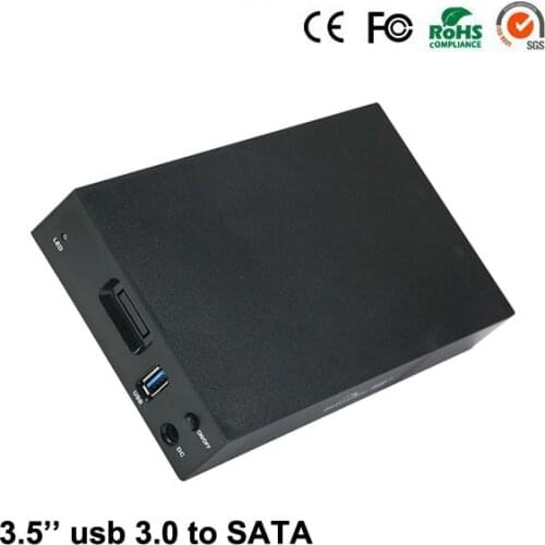 Hot sale Hdd box Aluminum black USB 3.0 hdd ssd 2.5'' 3.5'' inch to SATA I II III up to 5TB hdd case for Desktop computer
