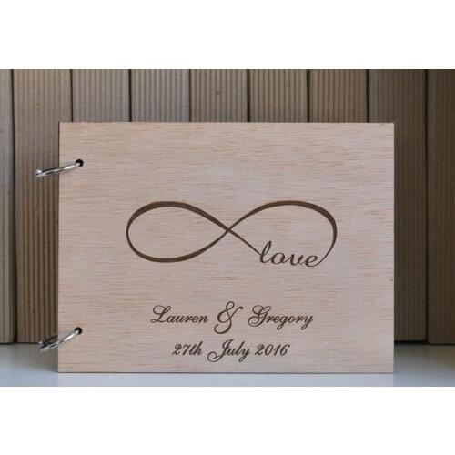 Infinity Guest Book , Mr & Mrs Guest Book , Wood Personalized Photo Album, Wood Engraved Guest Book ,Anniversary Gift