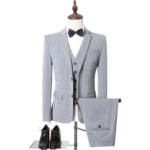 Suit + vest + pants)Men business self-cultivation professional formal suit bridegrooms wedding gown/ mens suit /size S - 5 xl