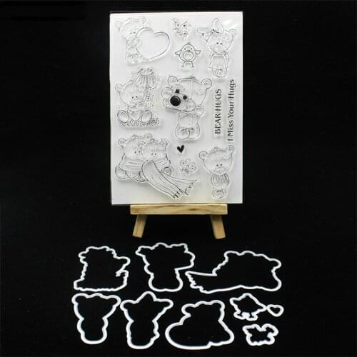 KSCRAFT Bear Hugs Metal Cutting Dies And Stamp for DIY Scrapbooking/photo album Decorative Embossing DIY Paper Cards