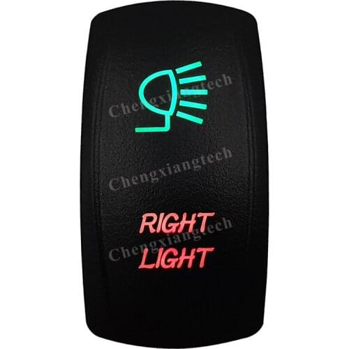Laser -RIGHT LIGHT -Car Boat Green & Red Led On Off Rocker Switch Waterproof, Overload Protection, SPST, Truck Marine Caravan