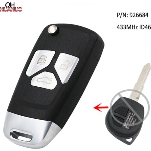 Upgraded 3 Buttons Remote Key Fob 433MHz ID46 for Suzuki Swift Grand Vitara Before 2008 PN: 926684