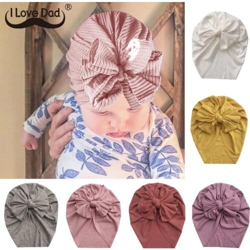 Solid Color Baby Hat Big Flower Bows Kids Children Girls Turban Bonnet Cap Toddler Beanies Cap Baby Hair Accessories