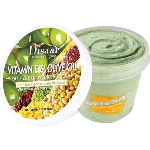 Olive Oil Face Body Scrub Cream Deep Cleansing Whitening Skin Remove Dead Skin Treatment Acne Moisturizing Body Care 300ml