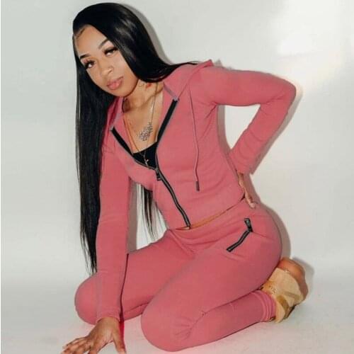 Autumn Women Tracksuit Sportsuit Two Piece Set Hooded Zipper Jacket Coat And Long Pants Tracksuit Matching Set For Women Outfit