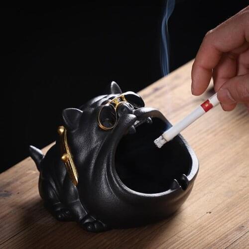 Cute Cartoon French Bulldog Ceramic Ashtray Gift for Boyfriend Creative Living Room Home Animal Ashtray Decoration Accessories