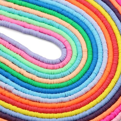 16Inch 6mm Flat Round Polymer Clay Beads Chip Disk Spacer Loose Handmade Beads For Jewelry Making DIY Bracelet Necklace 45 Color