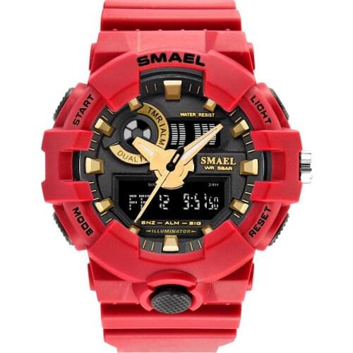 2019 Fashion Smael Top Brand Army Sport Watch Wristwatches Fashion Casual Dual Time Led Clock Quartz 50 Meters Waterproof Black