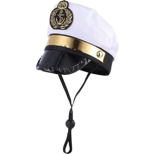 Funny Pet Hat Halloween Captain Sailors Hat Headgear White Captain Hat Dog Cat Puppy Sailor For Halloween Party Cosplay Costume
