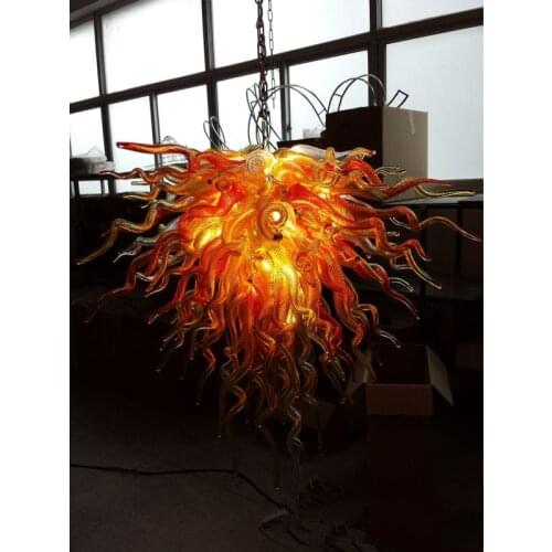 Contemporary Golden Fire Color Blown Glass Chandelier Lighting EC UL LED Chandeliers