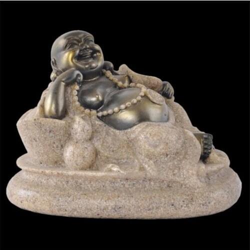 Resin Craft Buddha Fengshui Figurine Sandstone Maitreya Statue Sculpture Hindu Home Decor Ornaments Statues for Decoration Gift
