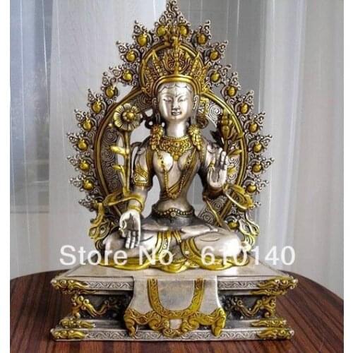 Tibet Buddhism white tara Bronze buddha Statue