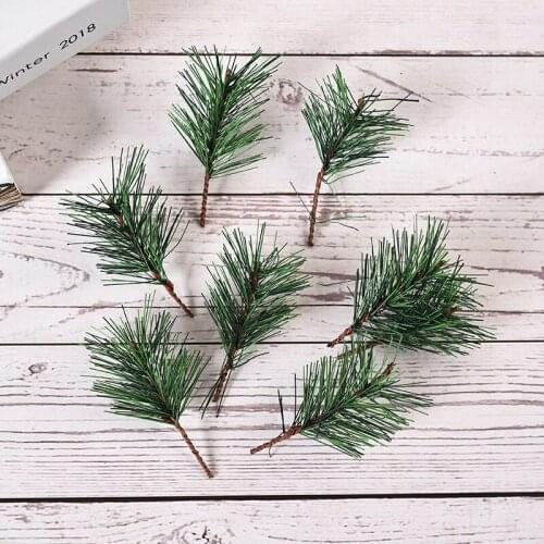 10Pcs Artificial Pine Tree Branch Fake Plants Wedding Christmas Tree Party New Year Decoration DIY Craft Gift Xmas Tree Decor