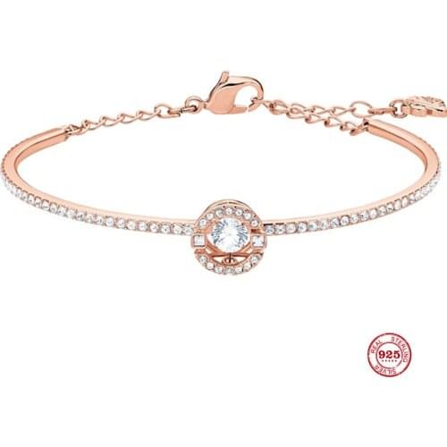 Fashion Charm Pure s925 Silver Original 1:1 Copy, Crystal Color Beating Heart Fashion Wild Bracelet Female Luxury Jewelry Gifts