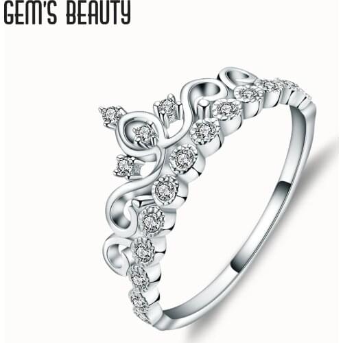 Gems Beauty Simulant Diamond 925 Silver Crown Shaped Queen Temperament Rings For Woman Personality Wedding Engagement Gifts