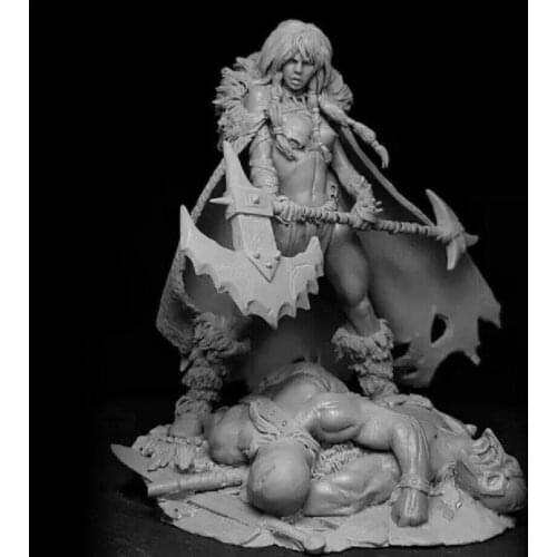 1PCS 1/24 75mm Resin Figure Model Kit Sexy Girl Barbarian Warrior Unassambl Unpainted Christmas Gifts