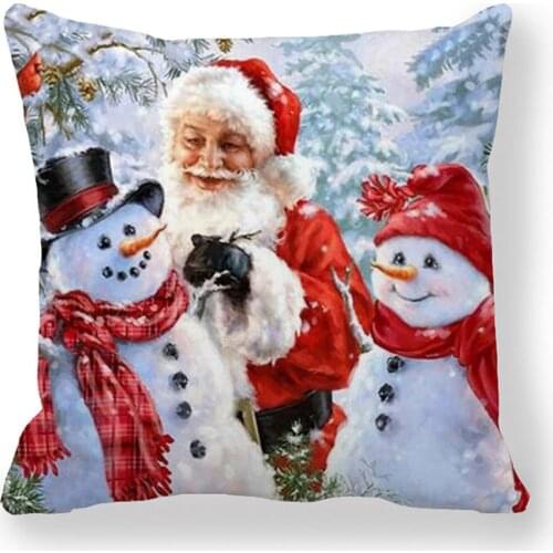 1pcs 2020 Pillow Case Santa Claus Print Old Man Sofa Bed Home Decor Pillowcase Bedroom Cushion Cover Merry Christmas 44x44 Cm