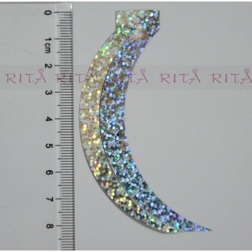 100pcs 85*16mm Sickle Reaphook Cat Tail Shape Laser Silver Sequin Paillette Sewing,Wedding Craft,Kids DIY Garment Accessory