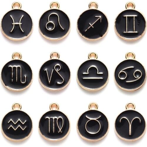 12pcs/set 15x12mm 12 Constellation DIY Pendant Alloy Elegant Necklace Accessories For DIy Jewelry Making
