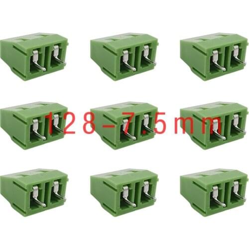 20/10/5PCS KF128-7.5-2P 7.5mm Pitch 2 Pin Straight Pin PCB Screw Terminal Blocks Spliced Connector KF128 300V/10A Green