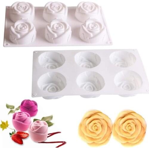 Blooming Roses Shape Soft and High Temperature Resistant Molds Silicone Ake Decoration Accessories Diy Mousse Chocolate Mold