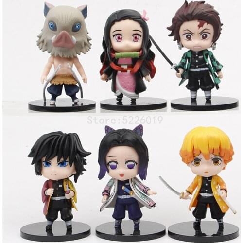 6pcs/set Anime Kimetsu No Yaiba Figure Kamado Tanjirou Agatsuma Zenitsu Action Figure Demon Slayer Kamado Nezuko Figurine Doll