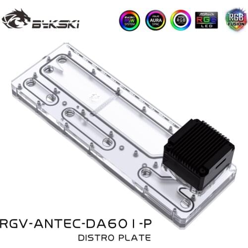 BYKSKI Acrylic Tank use for Antec DA601 Computer Case / 3PIN 5V D-RGB / Combo DDC Pump Cool Water Channel Solution
