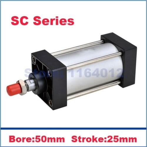 Airtac type Cylinder Standard aluminum hydraulic cylinder 50mm bore 25mm stroke SC50x25 single rod double acting air cylinder