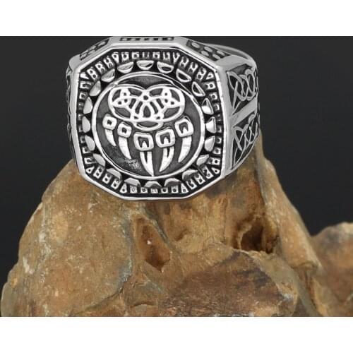 Men Nordic Viking wolf paw vantage Ring jewlery stainless steel Ancient Silver Color Gothic Party Gift Dropshipping