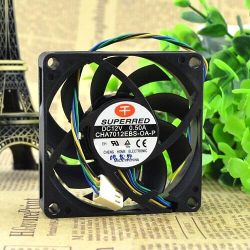 For QianHong CHA7012EBS-OA-P 7CM 7015 12V 0.50A 4-wire CPU cooling fan